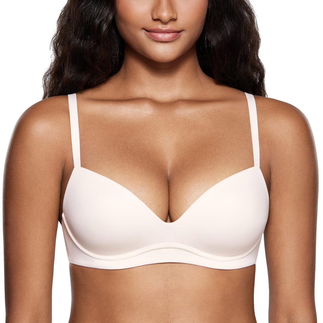 DOBREVA BH Damen ohne Bügel Push Up BHS Soft T Shirt Gepolstert Bustier Nahtlose Sleep 70A Kokosnuss