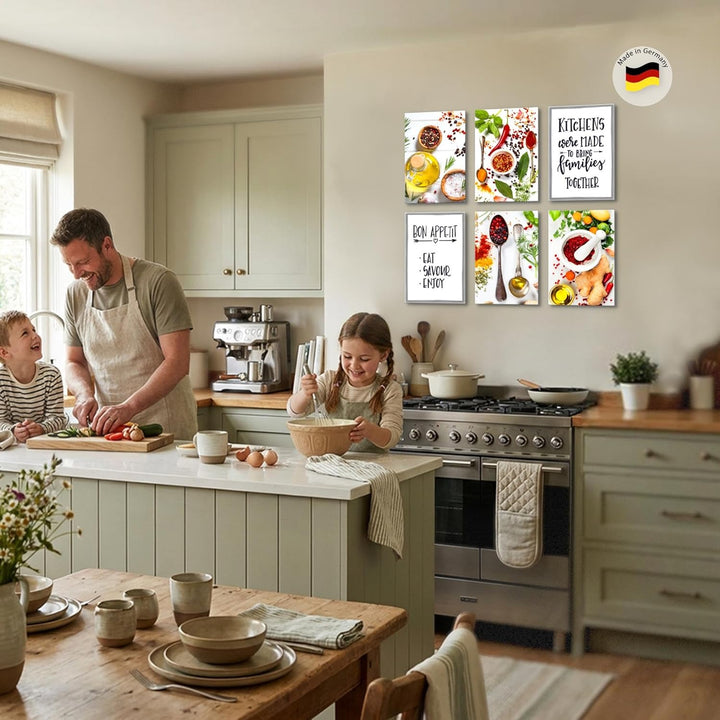 Novart Wandbilder Set - KOMPLETT AUFHÄNGFERTIG - Made in Germany - Moderne Bilder Küche Esszimmer Kü