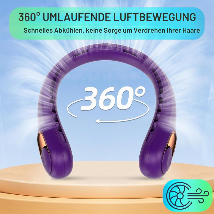 KIDEE Nackenventilator, Halsventilator 360° Luftstrom, Tragbarer Neck Fan zum Umhängen, Ultraleise M