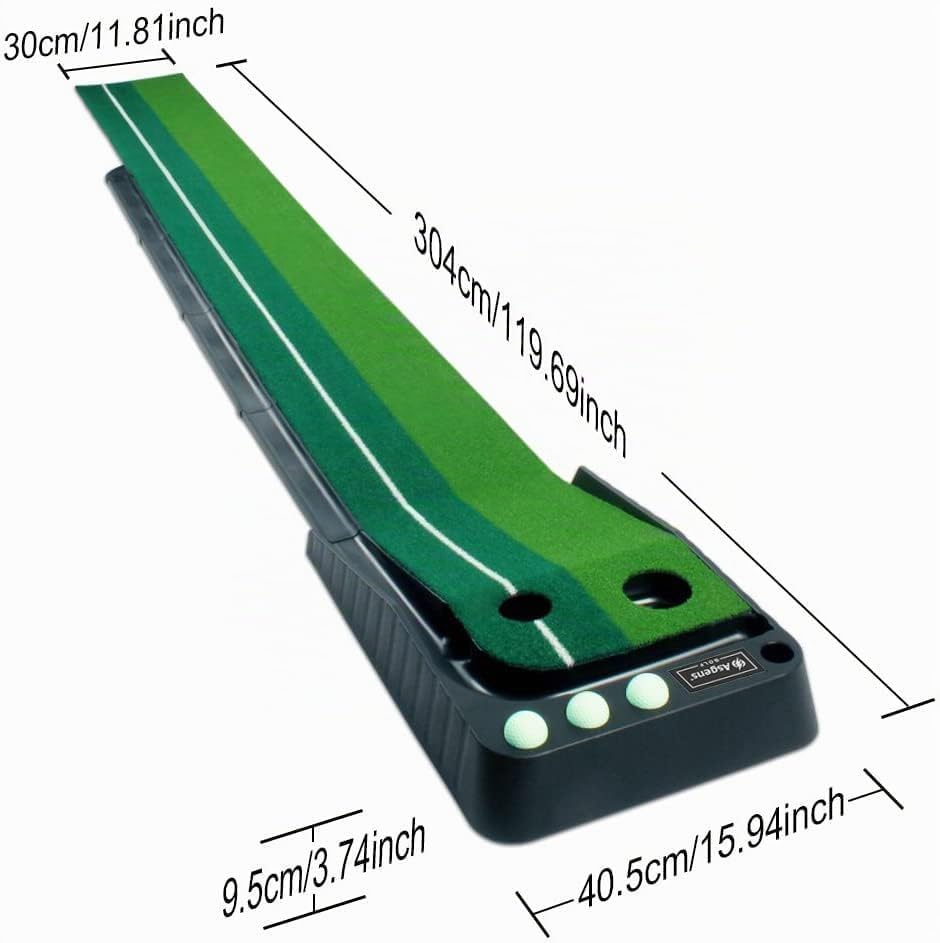 Minigolf für zuhause, Putting Matte mit Auto-Rückkehr &amp; Kunstrasen – Minigolf Set mit 3 Golfbällen,