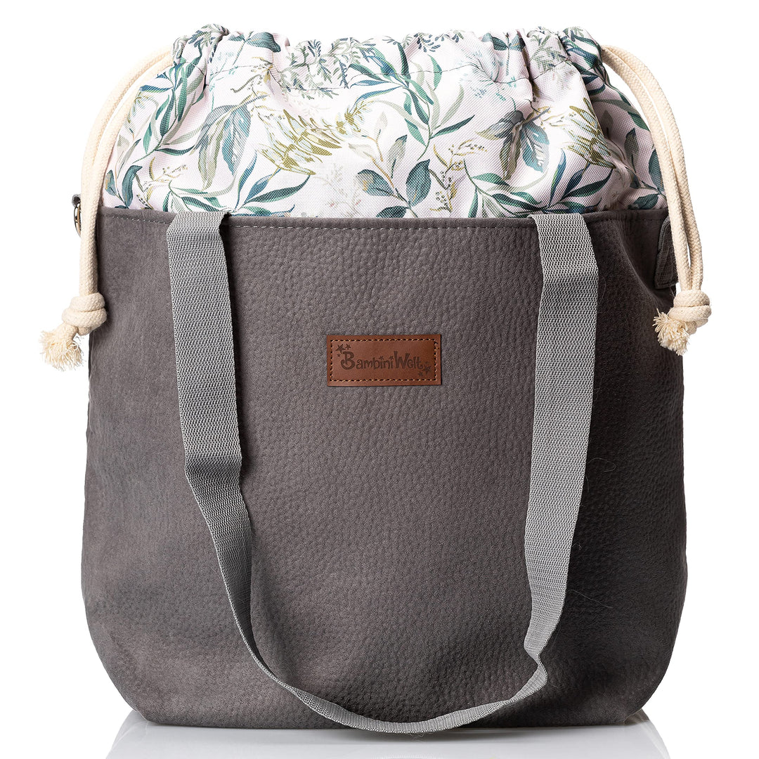 BAMBINIWELT Wickeltasche Schultertasche Shopper Babytasche Windeltasche aus LEDER für Kinderwagen Bu