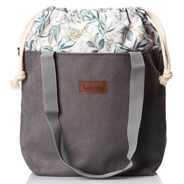 BAMBINIWELT Wickeltasche Schultertasche Shopper Babytasche Windeltasche aus LEDER für Kinderwagen Bu