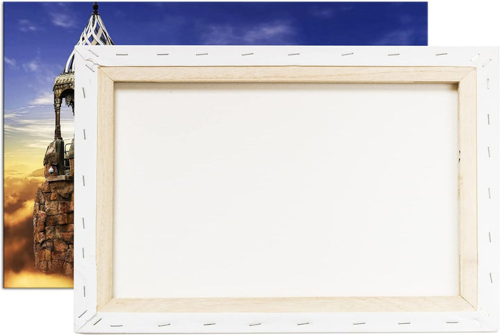 deyoli Die Burg im Himmel Format:90x60 cm als Leinwandbild, Motiv fertig gerahmt auf Echtholzrahmen,