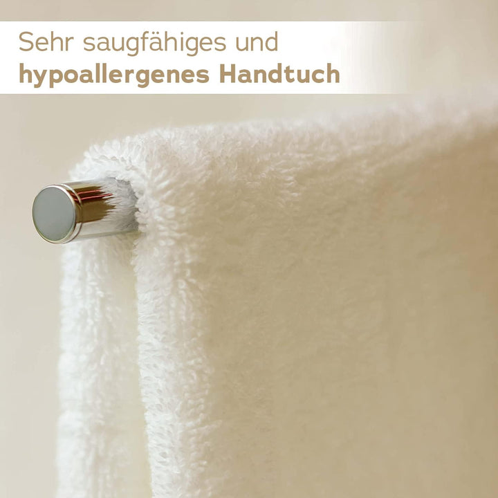 SweetNeedle Luxus-Handtuchset aus Premium-Baumwolle, weiss – 2 Badetücher, 2 Handtücher und 4 Wasch-