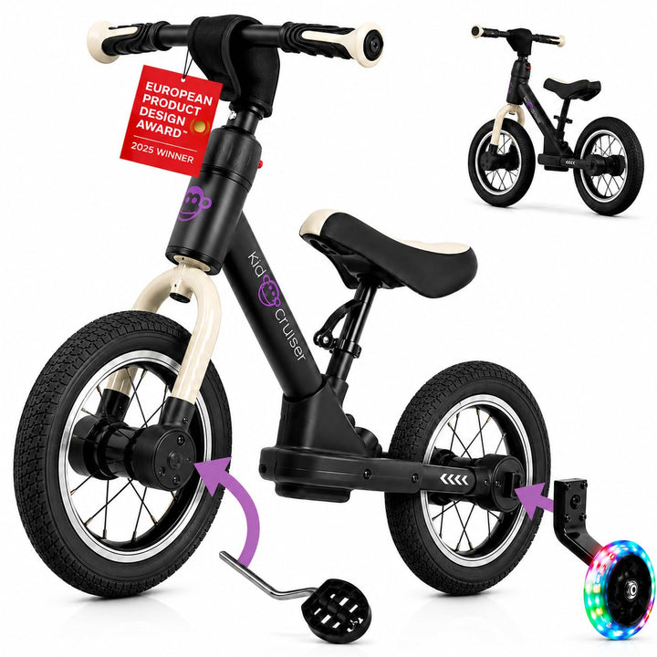 Kidcruiser Pedalplay laufrad ab 2 Jahre, ideal zum Radfahren Lernen, 3‑in‑1 mit LED Stützrädern &amp; Pe