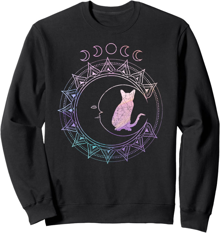 Crescent Moon Occult Moon Cycle Cat Pagan Pastel Gothic Sweatshirt