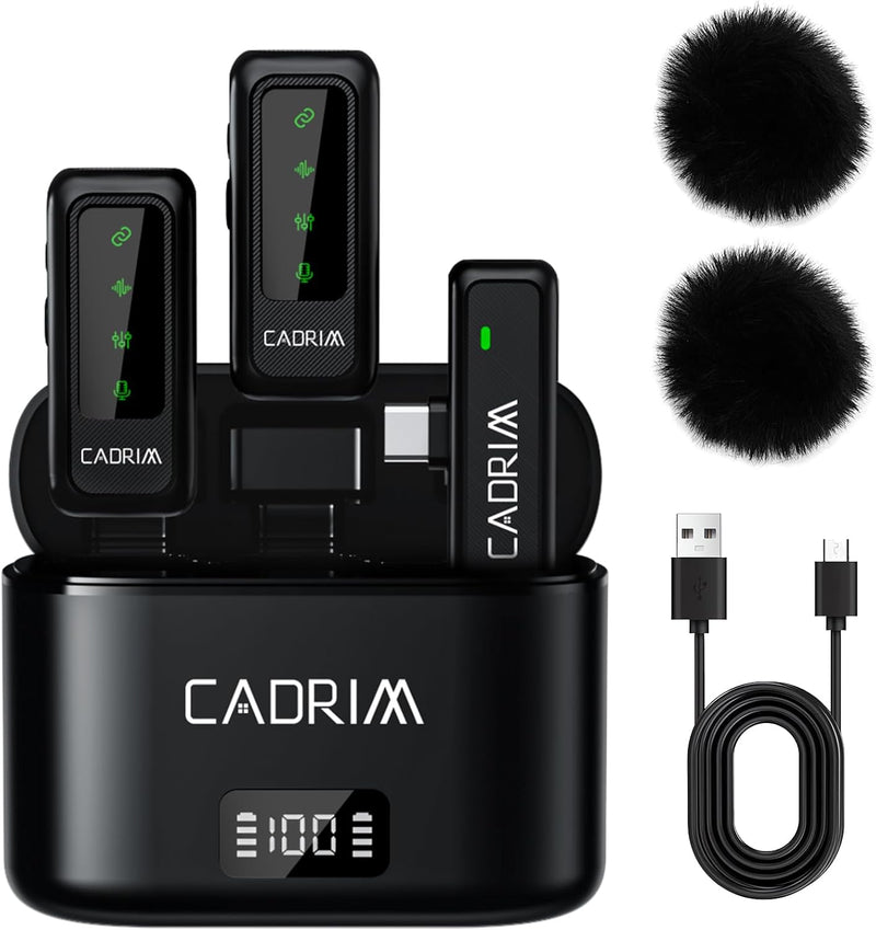 Kabelloses Lavalier Mikrofon für iPhone/Android mit 500mAh Ladekoffer und LED Bildschirmanzeige,Hand