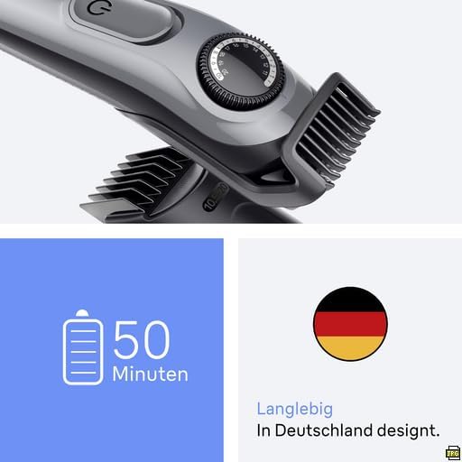 Braun Barttrimmer Series 3, Elektrischer Bartschneider Herren, 4 Zubehörteile, Ultrascharfe ProBlade