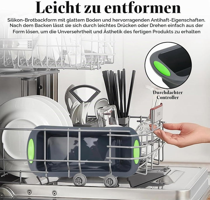 2 Stück Brotformen zum Backen, Silikon Brotbackform, Rechteckig Silikonbackform Kastenform, Hitzebes