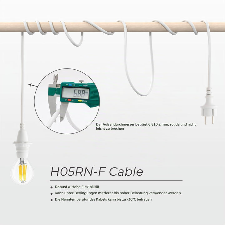 FIRMERST Wasserdichte Lampenfassung E14 mit Kabel Outdoor 4,5m IP44 Weiss 4,5 M Weiss, 4,5 M Weiss