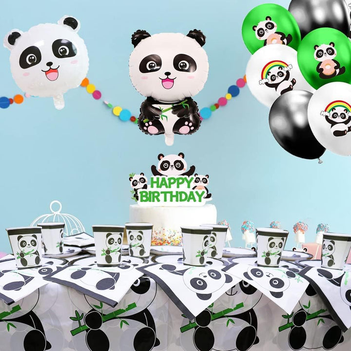 Doyomtoy 61PCSPanda Party Geschirr,Panda Geburtstag Dekoration,Panda Teller,Panda Tassen,Panda Servi