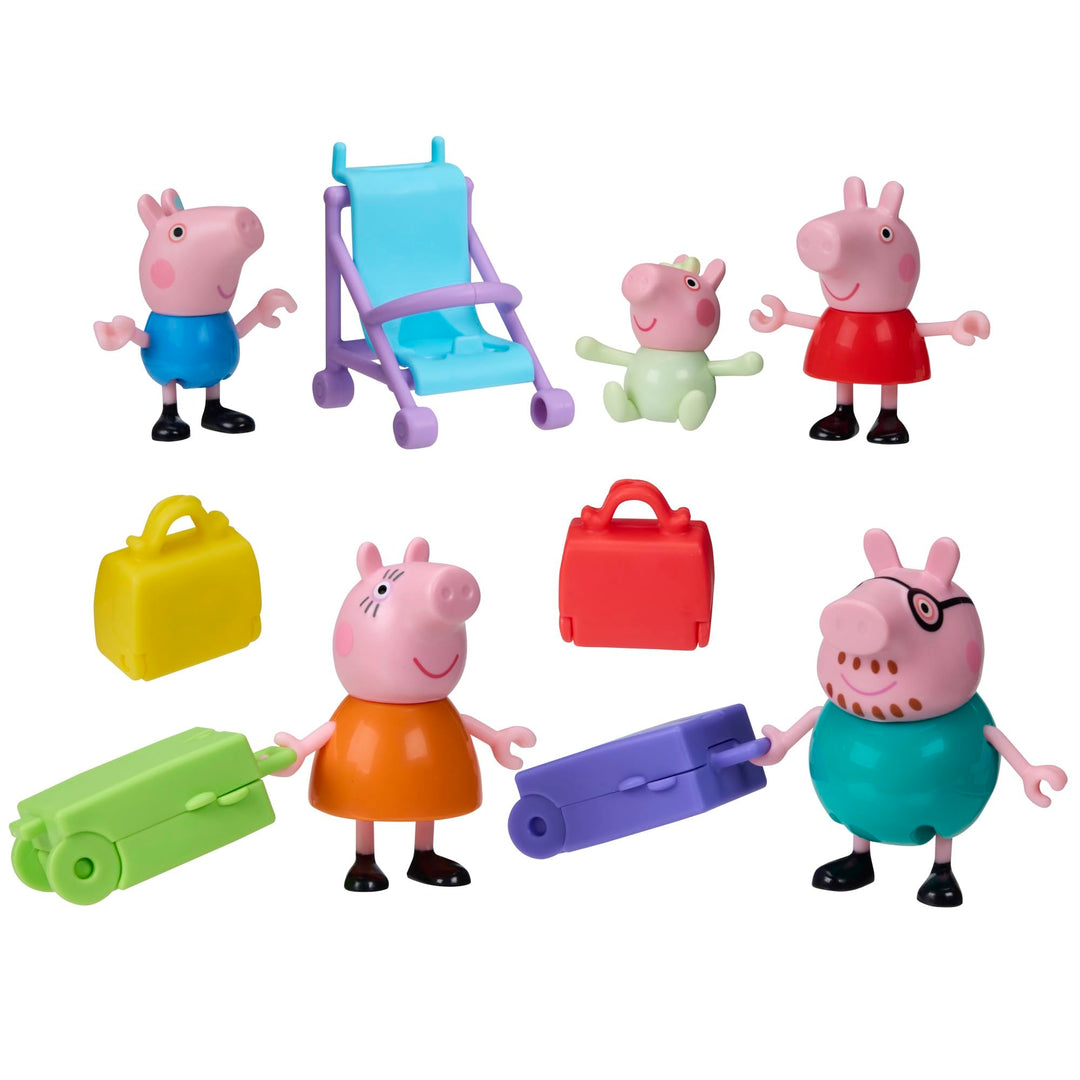 Peppa Pig Peppa auf Reisen: Abenteuer mit der Familie, Figur und Accessoire-Set, enthält Baby Evie,