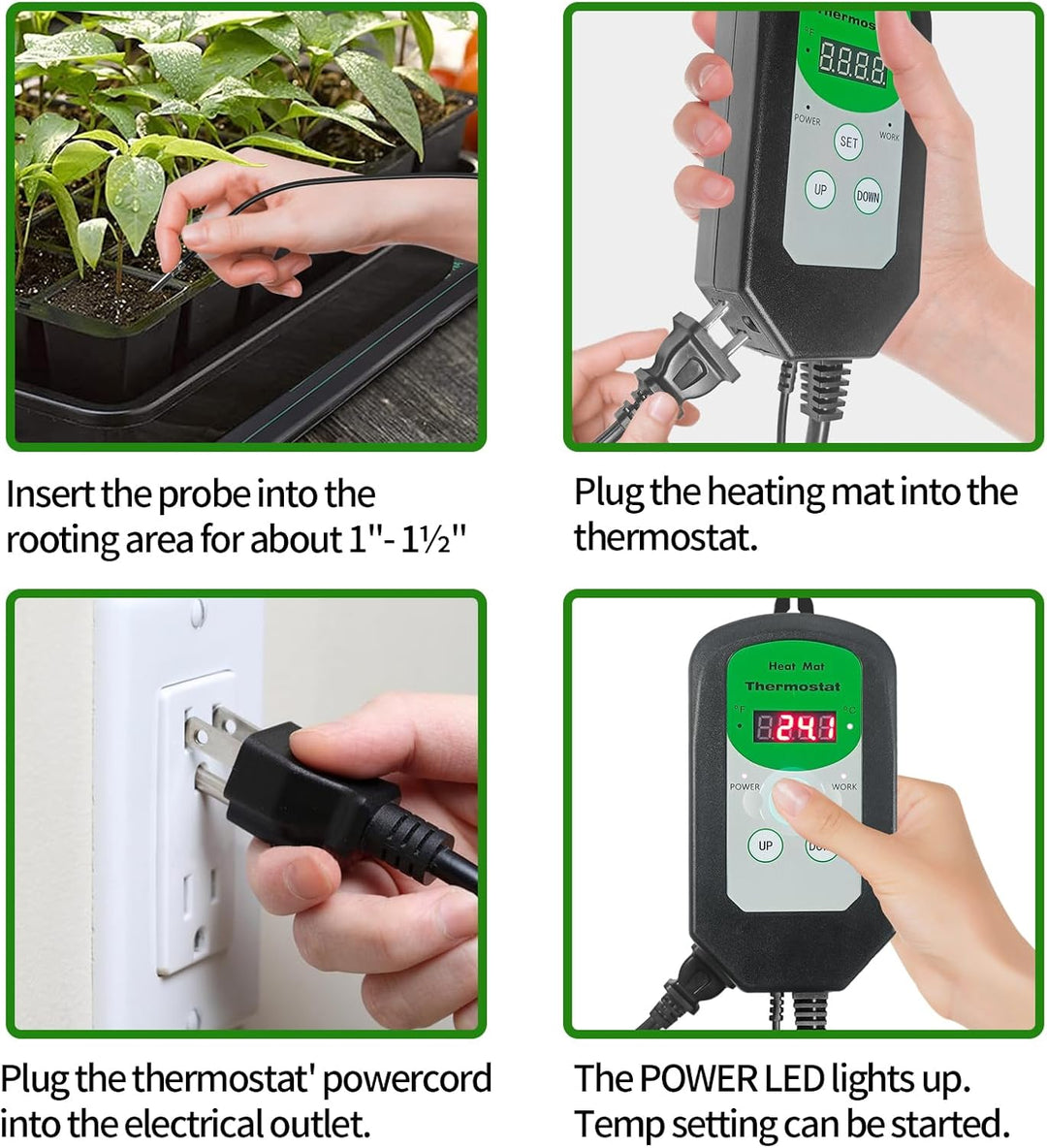 Sämling-Heizmatte und digitales Thermostat-Kombi-Set, MET-zertifizierte Pflanzen, Heizmatte, warme H