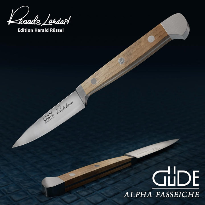 GÜDE Solingen - Spickmesser geschmiedet, 8 cm, Fasseichenholz, ALPHA FASSEICHE, Office Messer, Doppe