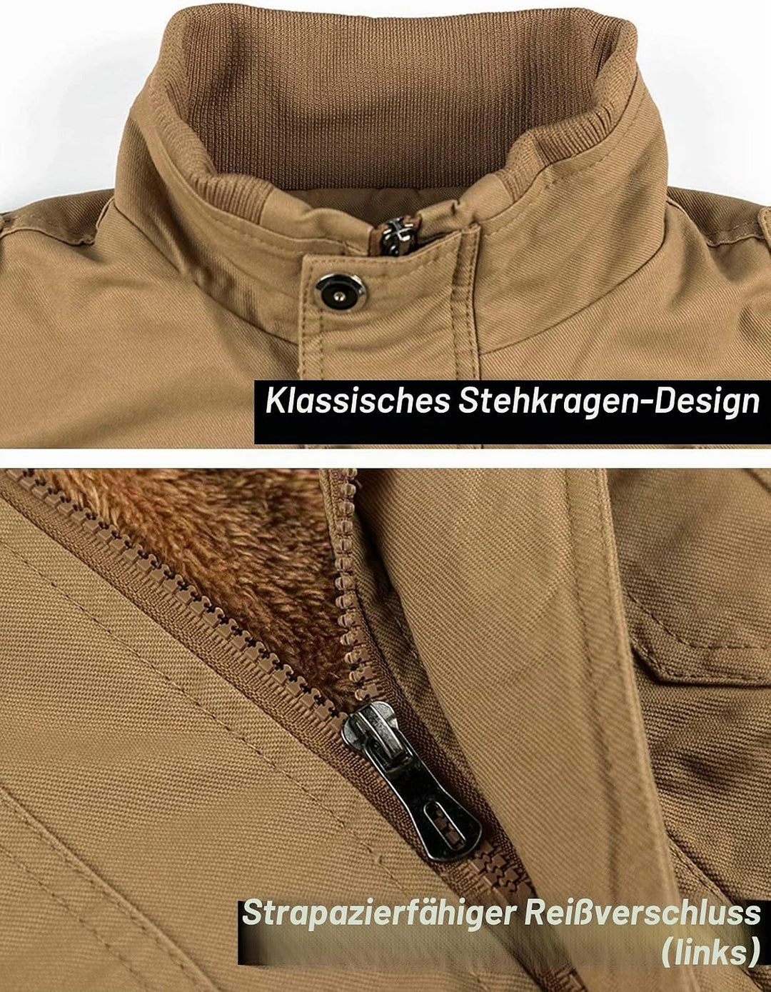MAGCOMSEN Winterjacke Herren Warm Gefüttert Fleecejacke Cargo Casual Übergangsjacke Baumwolle Army J