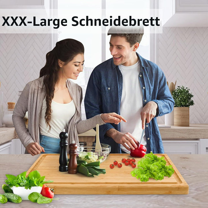 Extra grosses XXXL Bambus-Schneidebrett, 61 x 40.6 x 3.2 cm, zum Schneiden von Truthahn, Fleisch, Ge