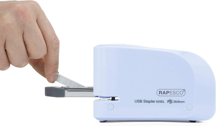 Rapesco 1452 626EL Automatisches USB/Batterie Heftgerät mit 1000 26/6mm Heftklammern, 15 Blatt Heftl