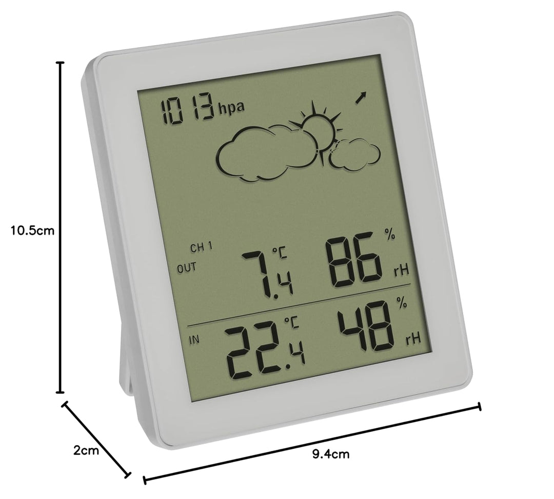 TFA Dostmann Wetterstation Funk Clear, 35.1168.02, mit Aussensensor, Temperatur und Luftfeuchtigkeit