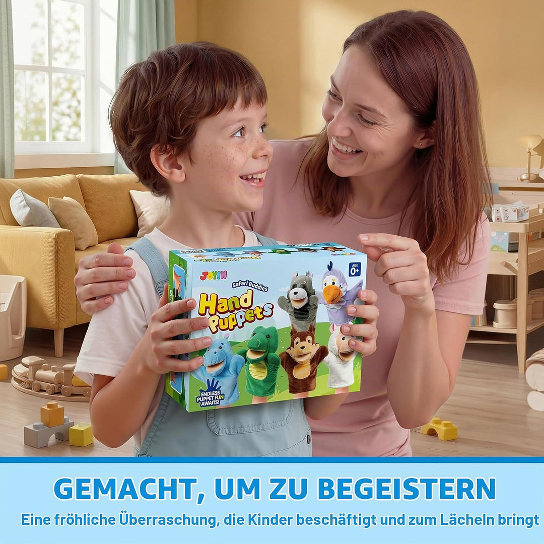 JOYIN 6 Stück Tier Handpuppen Spielzeug Set für Kinder,Freunde Im Tiergarten, Deluxe plüschtiere Kin