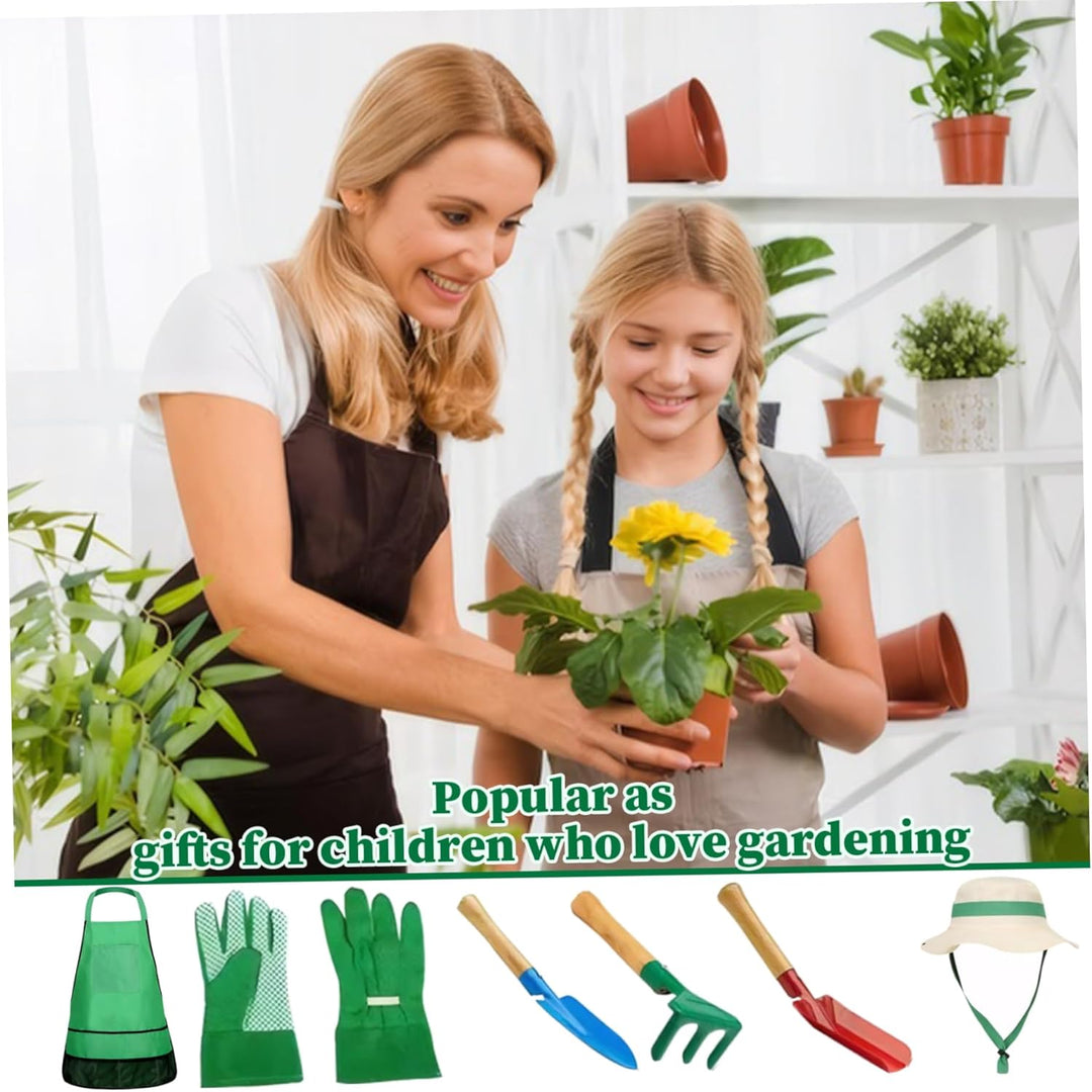 Kinder-Gartenset, 7-teilig, pädagogisch, für Kleinkinder, Gartenarbeit, inklusive Schürze, Sprühgerä