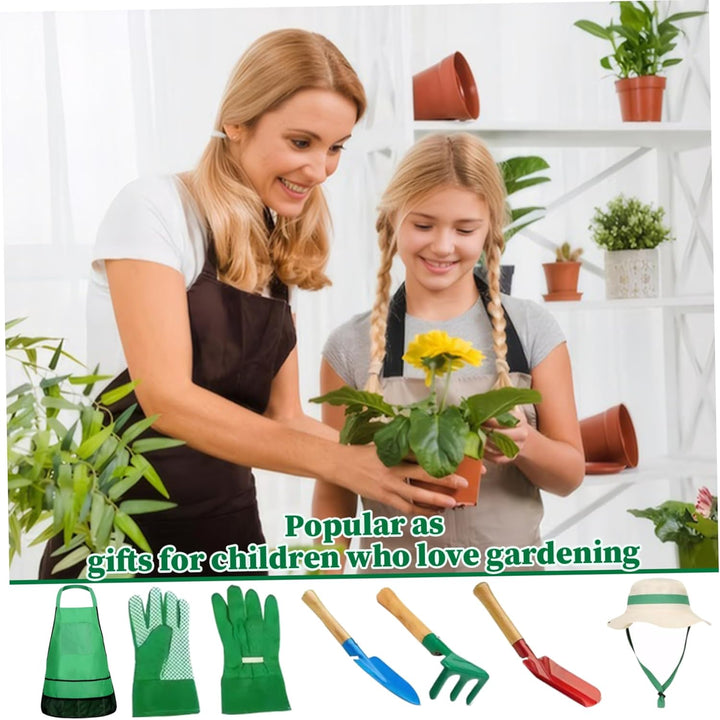 Kinder-Gartenset, 7-teilig, pädagogisch, für Kleinkinder, Gartenarbeit, inklusive Schürze, Sprühgerä
