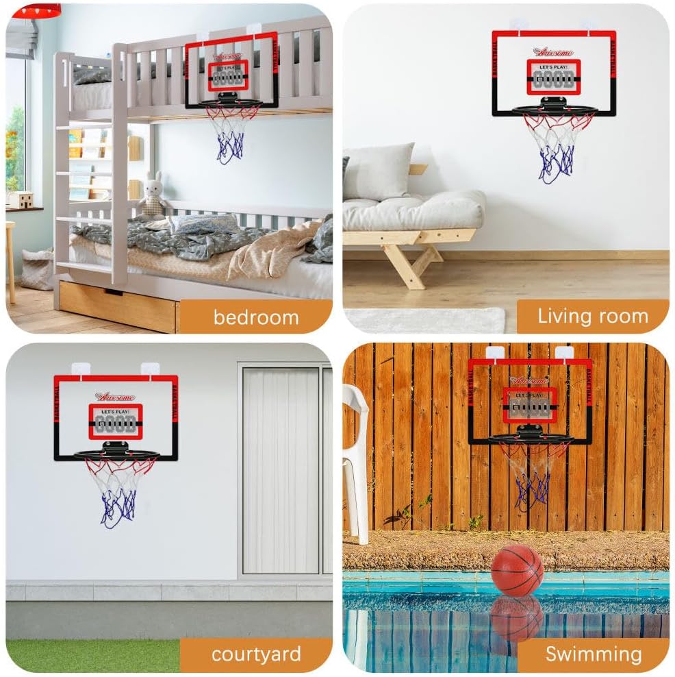 GmeDhc Basketballkorb Indoor, Kinder Basketballkorb Set Mit 2 Ball, 1 Pumpe, 4 Haken, Mini Basketbal