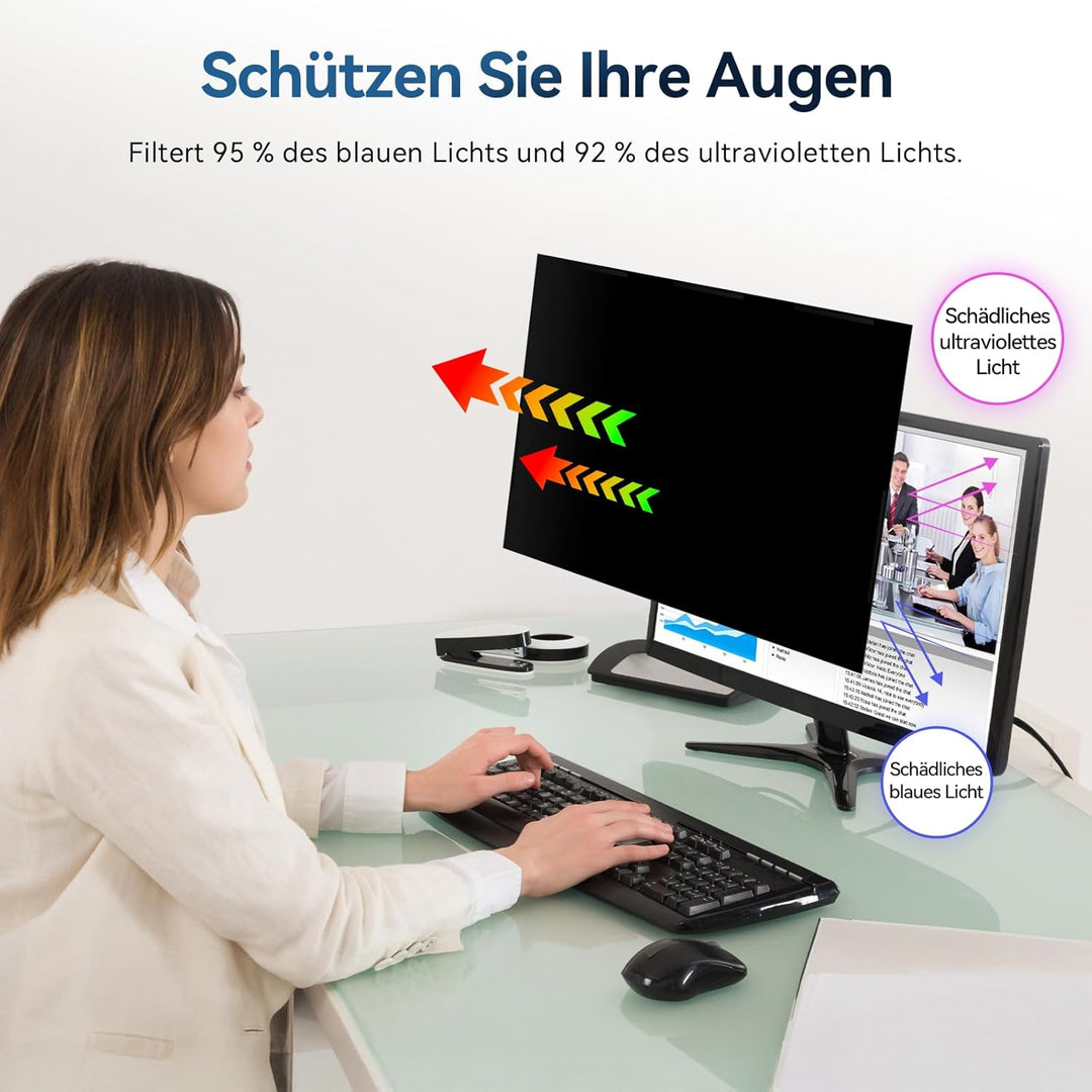 Magnetischer Computer Sichtschutzfolie 27 Zoll 16:9, Anti Blaulicht Blendschutz Displayschutz, 27" M