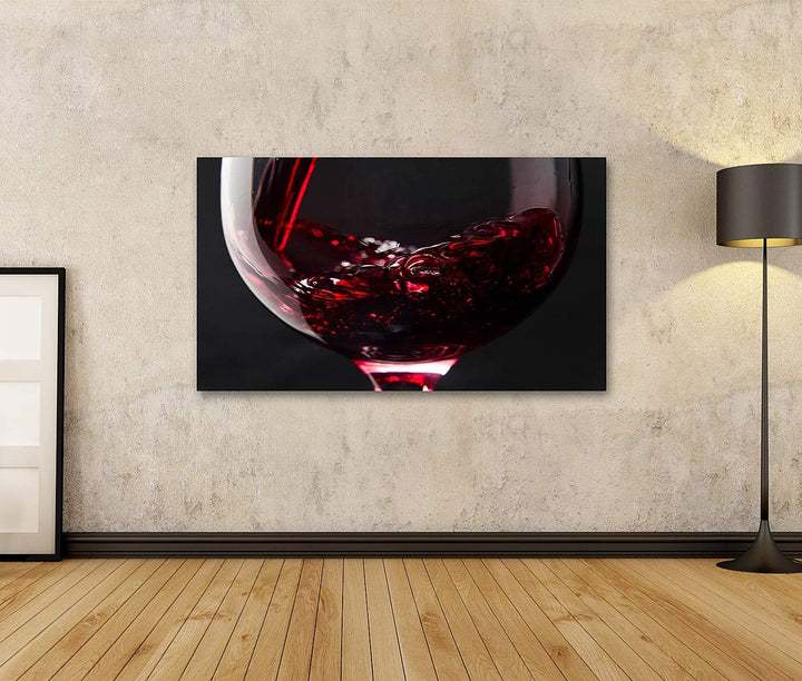 islandburner Bild auf Leinwand Rotwein Weinglas Schwarzer Hintergrund 2 Bilder Wandbilder Poster Lei
