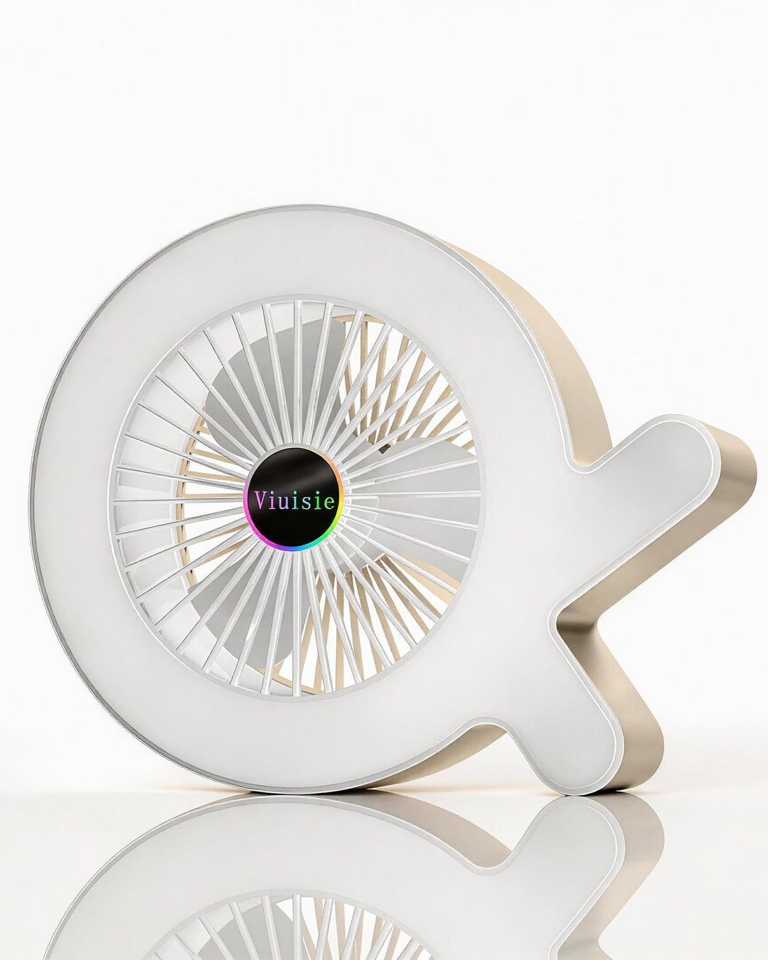 Tischventilator 2-in-1 Mit Rgb-licht Und Wiederaufladbarem 2000mAh Akku, USB-C, 3 Windgeschwindigkei