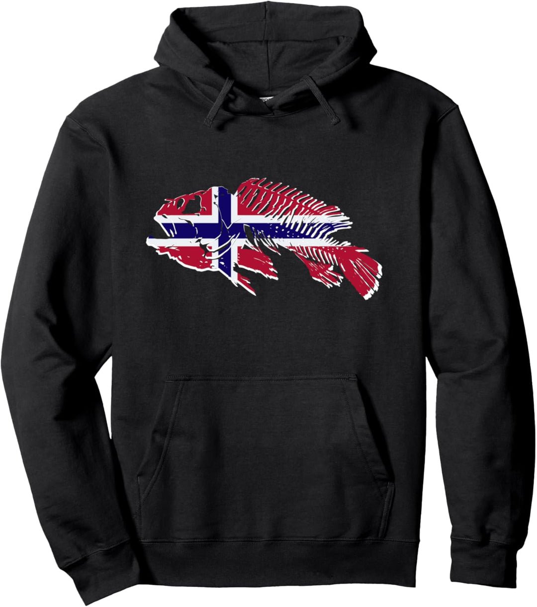 Norwegen Angler Angeln Fischen Norwegische Flagge Fahne Pullover Hoodie