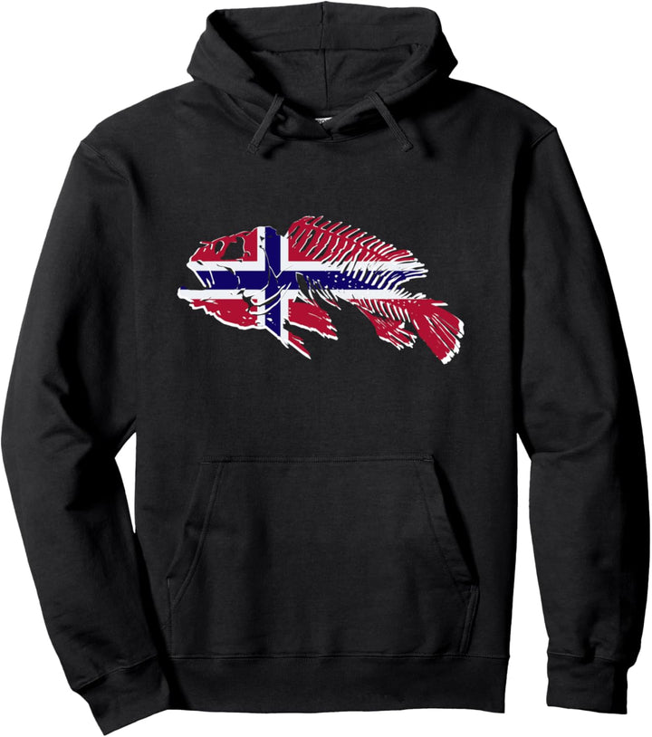 Norwegen Angler Angeln Fischen Norwegische Flagge Fahne Pullover Hoodie