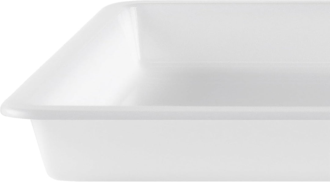 SINJEUN 12 Stück Kunsttabletts Weiss aus Kunststoff, 39,5 x 28,5 x 4 cm Materialschalen Stapelbar Ak