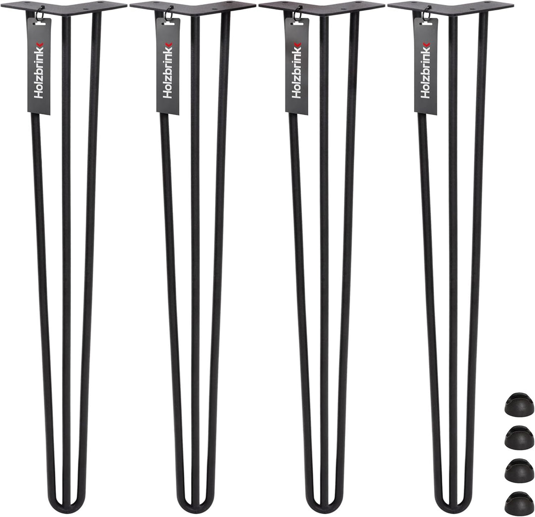 HOLZBRINK 4 x Hairpin Tischbeine Metall 3-Stangen, Hairpin Leg Möbelfuss, Schwarz, 72 cm, HLT-13A-72
