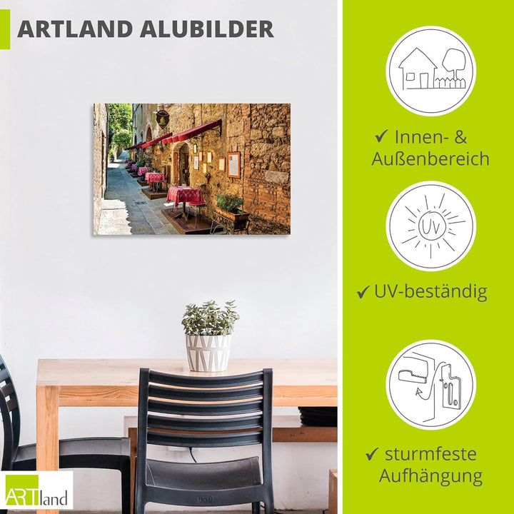 ARTland Wandbild Alu Verbundplatte für Innen & Outdoor Bild 60x40 cm Toskana Italien Stadt Altstadt