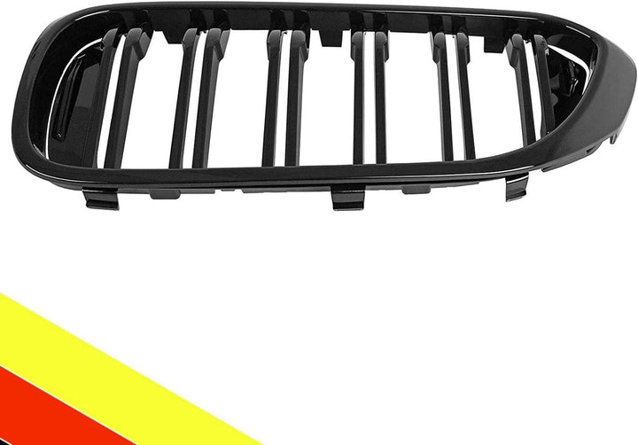 POETRYXIAO Kühlergrill Niere Sport Schwarz Glanz Doppelbrücke für 2017-2020 BMW 5er G30 G31 528LI 53