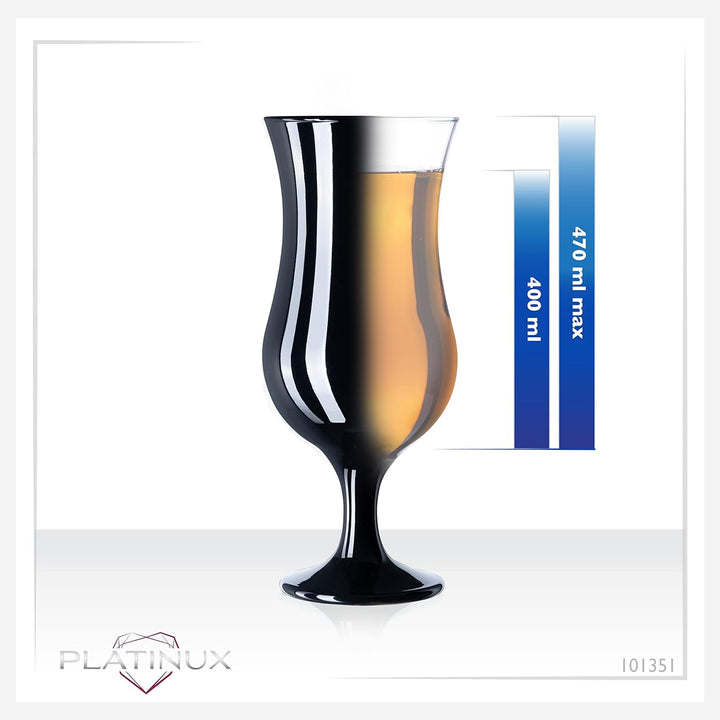 PLATINUX Schwarze & Weisse Cocktailgläser 400ml (max. 470ml) aus Glas Set 6-Teilig Longdrinkgläser P