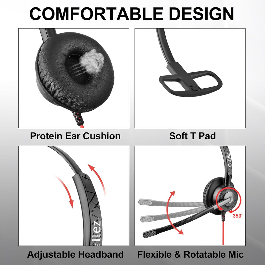 Callez USB Headset mit Mikrofon für PC, Headset Laptop mit ENC Dual Noise Cancelling Mikrofon, USB K
