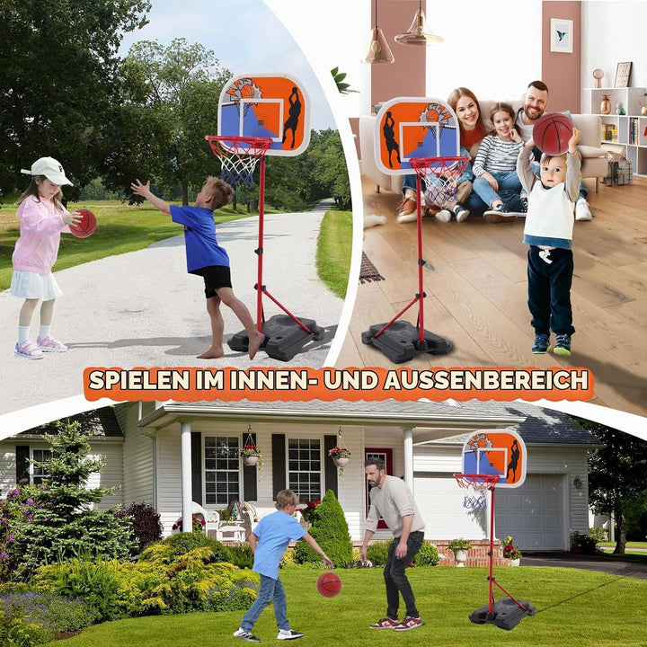 Basketballkorb Kinder, Tragbarer Basketballkorb Ständer Höhenverstellbar 80-180 cm, mit Anzeigetafel