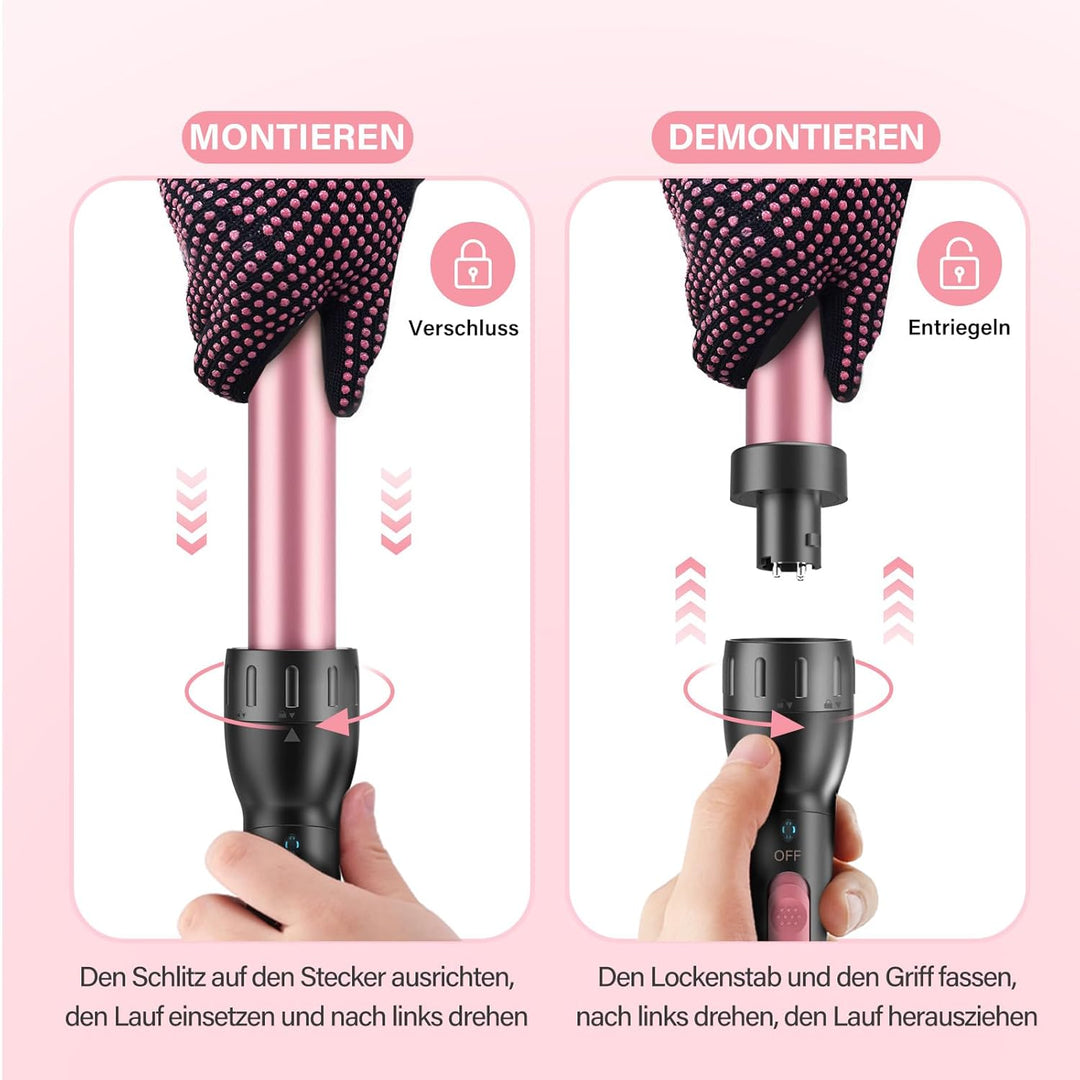 5 in 1 Keramik Lockenstab mit Glätteisen - BESTOPE MIX Lockenstab Set mit Verschiedenen Aufsätzen fü