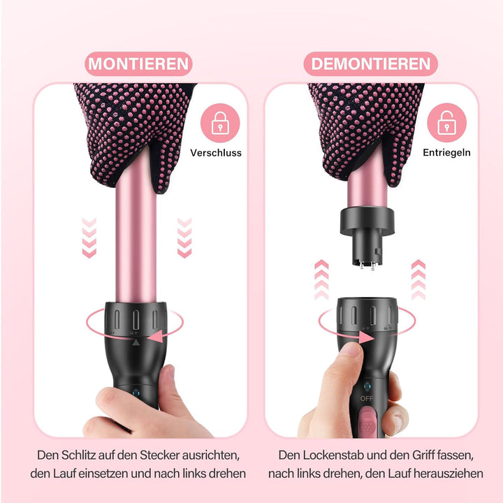 5 in 1 Keramik Lockenstab mit Glätteisen - BESTOPE MIX Lockenstab Set mit Verschiedenen Aufsätzen fü