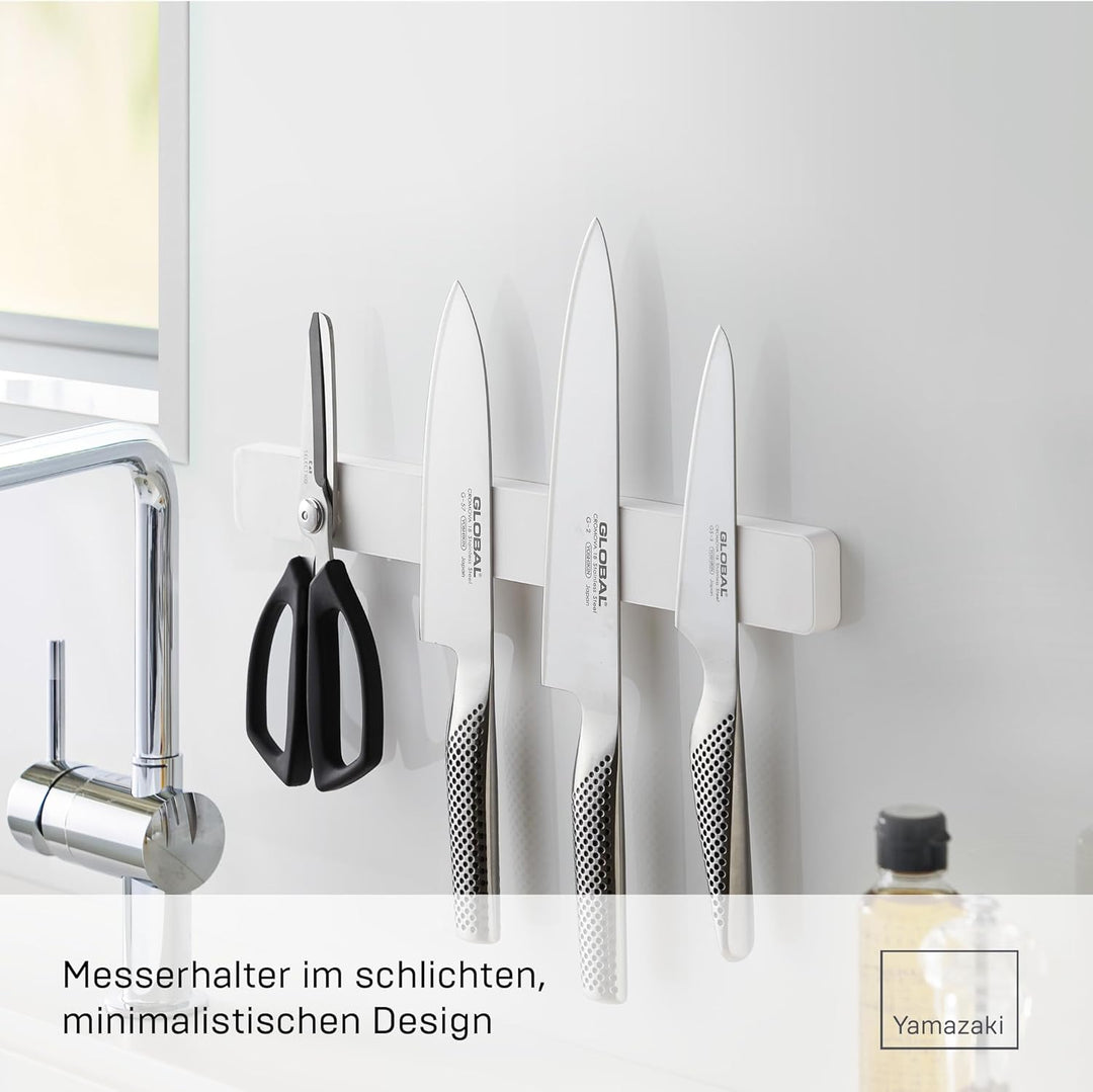 Yamazaki 5201 TOWER Magnetischer Messerhalter, weiss, ABS-Harz/Magnet/Silikone, minimalistisch, 1,7