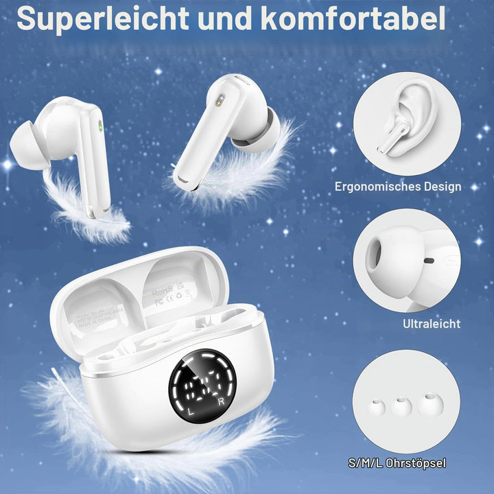 Bluetooth Kopfhörer, Kopfhörer Kabellos Bluetooth 5.4 Sport In Ear Kopfhörer mit 4 Mikrofon, 48 std