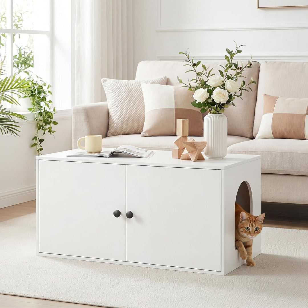 HOOBRO Katzenklo Schrank aus Spanplatte, Katzentoilette Schrank, versteckter Katzenkloschrank mit Se