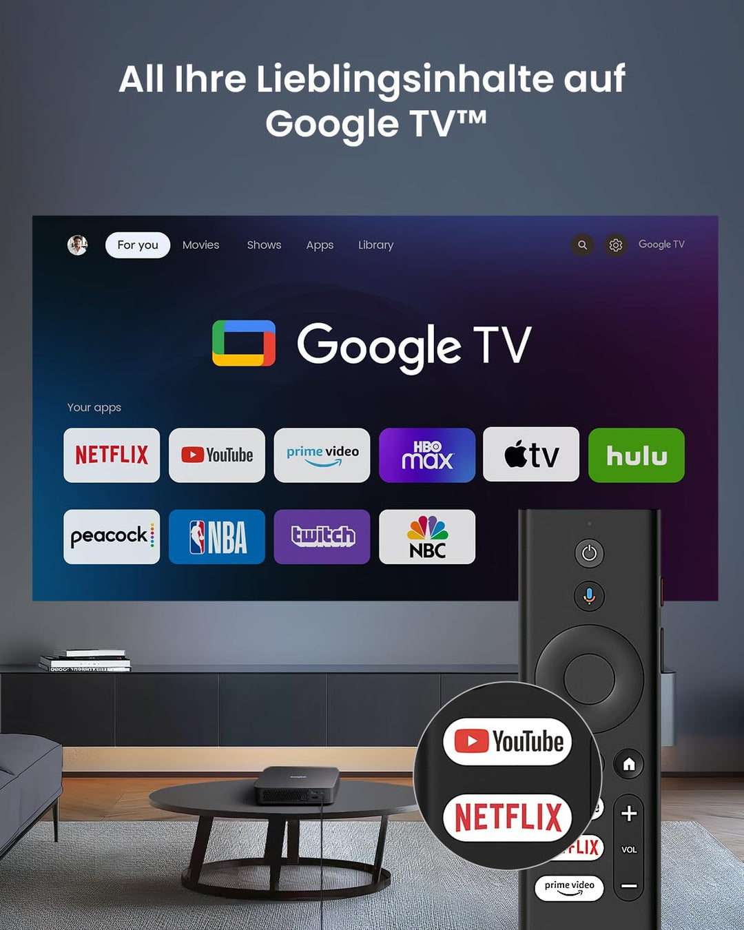 Dangbei Atom Mini Beamer mit Ständer, 1200 ISO Lumen, 1080P Full HD ALPD-Projektor, Netflix Vorinsta