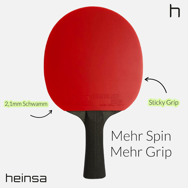 heinsa Carbon Profi Tischtennisschläger ITTF Wettkampf zugelassen Black Edition aus Lichtnussbaum mi