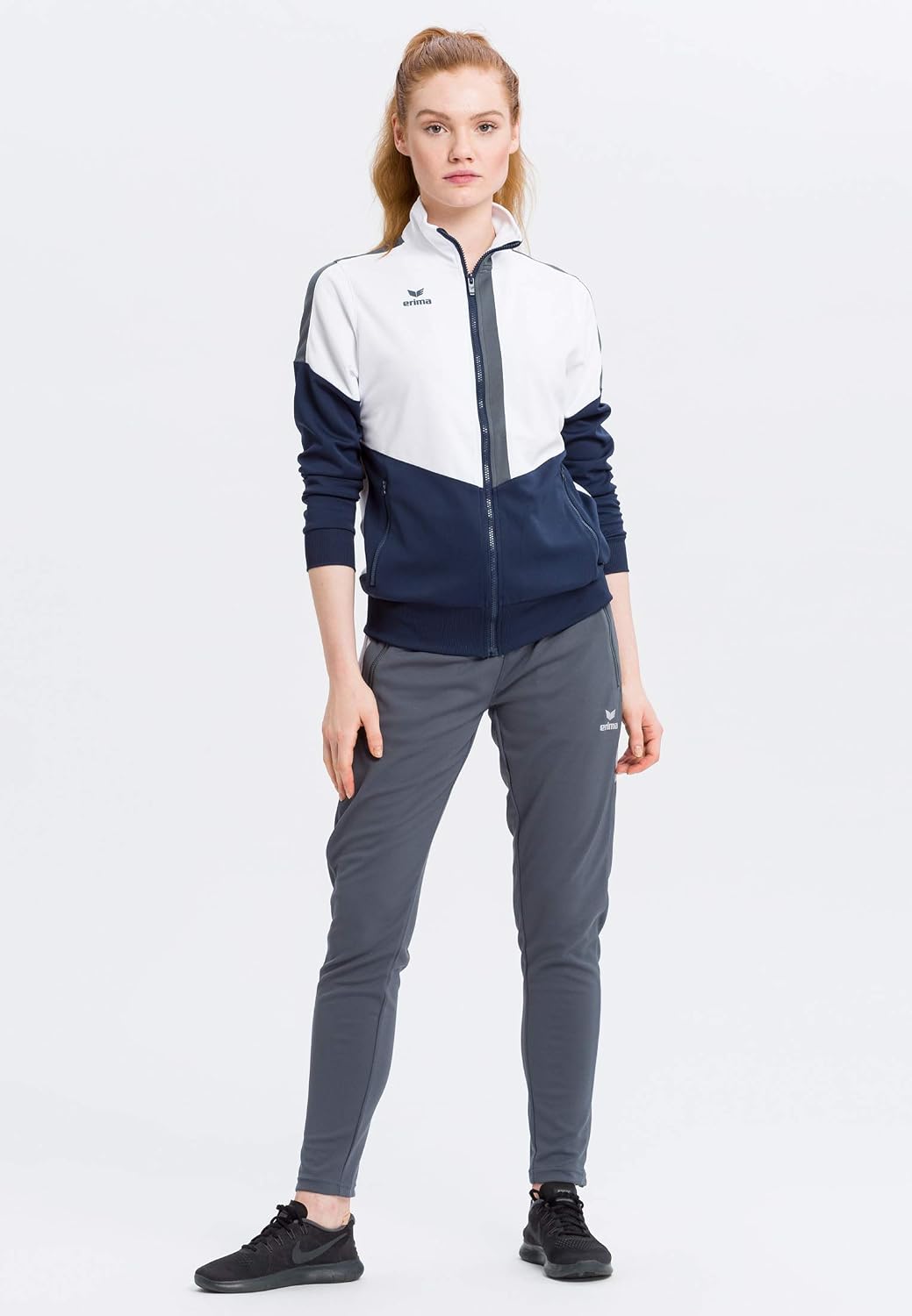 Erima Damen Trainingsjacke Squad Worker 34 Slate Grey/Monument Grey/New Orange, 34 Slate Grey/Monume