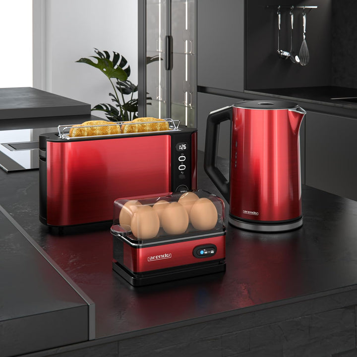 Arendo - Wasserkocher Toaster Eierkocher Set - Edelstahl Wasserkocher mit Temperatureinstellung - To