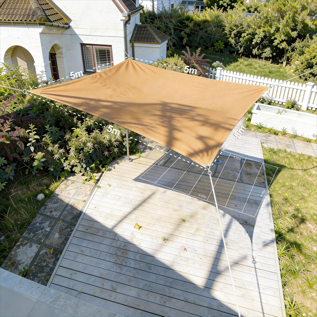 HAIKUS Sonnensegel 5x5 m Quadratisch, Premium HDPE UV Schutz Sonnenschutz Atmungsaktiv Wetterbeständ
