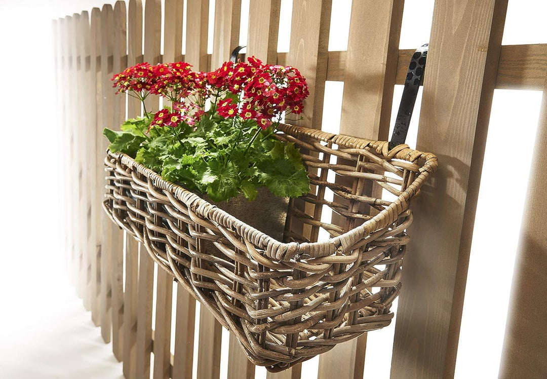 Kobolo Balkonkasten stabil und robust - Rattan - licht geflochten - 50x18x20 cm