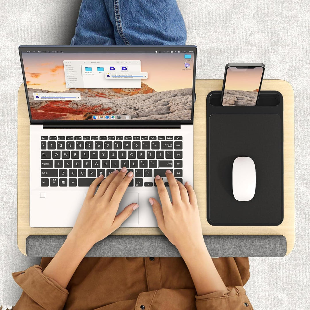 Laptopkissen für Bett mit Kissen, PUTORSEN Laptop Kissen Mausunterlage Passen bis zu 17,3 Zoll Noteb